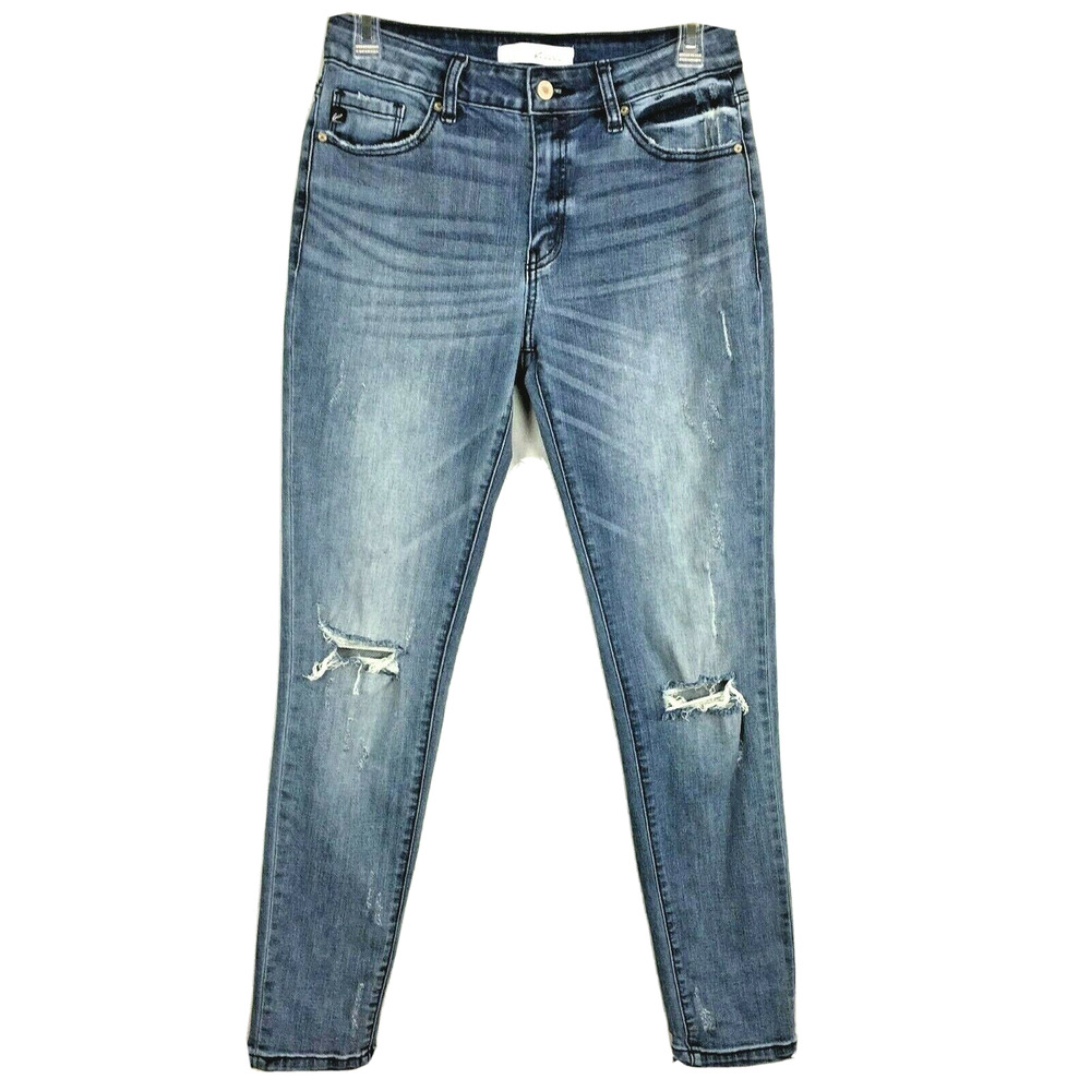 KanCan Jeans Womens Sz 26‎ 5 Blue Denim Distressed Ripped Stretch Skinny